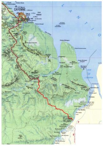 La RN2 entre Cayenne et la frontière Brésilienne
