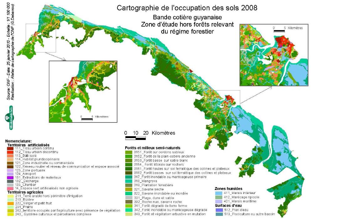 La carte d'occupation du sol de 2008